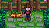 A scene with a player character and sleeping kitty from Stardew Valley