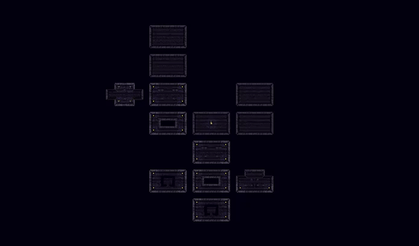 A dark animated image of a dungeon layout being re-generated periodically.